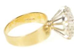 10K Yellow Gold Classic Raised Round Diamond Cocktail Ring