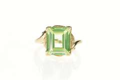 10K Yellow Gold Emerald Cut Lemon Lime Quartz Cocktail Ring
