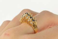 14K Yellow Gold 2.10 Ctw Tiered Sapphire Diamond Squared Ring