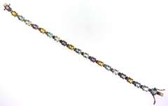 Sterling Silver Multicolor Gemstone Tennis Bracelet