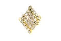 10K Yellow Gold 0.87 Ctw Wavy Diamond Encrusted Statement Ring