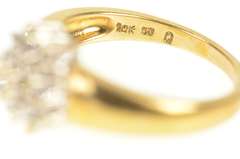 10K Yellow Gold 0.37 Ctw Round Diamond Cluster Statement Ring