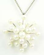 Vintage Sterling Pearl Snowflake Necklace