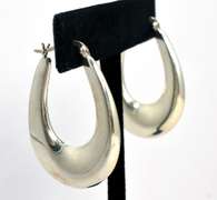 Sleek Elongated Hoop Earrings in Sterling Silver