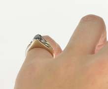 14K Yellow Gold 0.85 Ctw Marquise Sapphire Diamond Engagement Ring