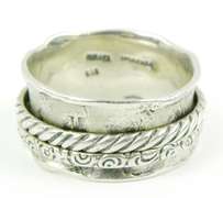 Opulenza Wide Sterling Spinner Ring, Size 10