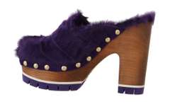 DOLCE & GABBANA  Purple Xiangao Fur Crystal Mules