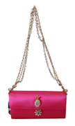 DOLCE & GABBANA  Pink Crystal Studs Evening Long Sling Borse Viscose Bag