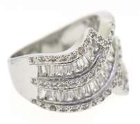 Sterling Silver Baguette And Round Ring