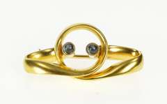 18K Yellow Gold Sapphire Inset Loop Twist Rings of Saturn Pin/Brooch