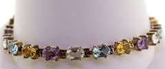 Sterling Silver Multicolor Gemstone Tennis Bracelet