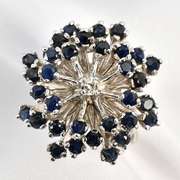 Vintage WG Starburst Sapphire Cluster Ring