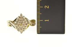 10K Yellow Gold Marquise Diamond Cluster Bypass Statement Ring
