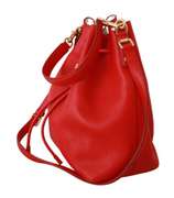 DOLCE & GABBANA  Red Drawstring Bucket Women Shoulder Borse Leather Bag