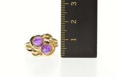 14K Yellow Gold Victorian Amethyst Cabochon Knot Statement Ring
