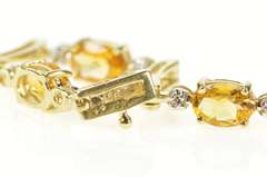10K Yellow Gold Oval Citrine Diamond Accent Bar Link Tennis Bracelet