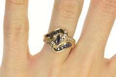 14K Yellow Gold Sapphire Diamond Bypass Engagement Ring