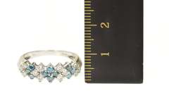 14K White Gold 1.08 Ctw Blue & White Diamond Band Ring