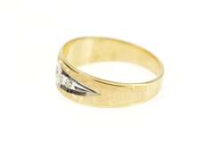 10K Yellow Gold Two Tone Graduated Men's Textured Band Ring