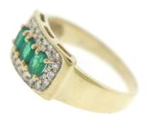 Fabulous 14kt Yellow Gold Emerald & Diamond Halo Ring