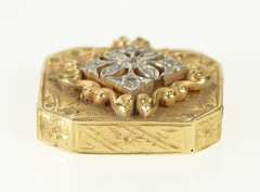 14K Yellow Gold Antique Diamond Scroll Slide Bracelet Charm/Pendant