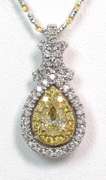 14K White Gold and Rare Natural Fancy Colored Diamond Necklace