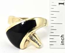 Contemporary 14K Black Onyx & Diamond Ring