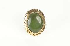 14K Yellow Gold Green Nephrite Jade 1940's Cocktail Statement Ring