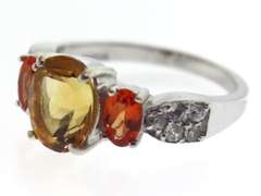 Sterling Silver Citrine and pink SApphire Ring