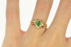 14K Yellow Gold Oval Emerald Diamond Bypass Engagement Ring