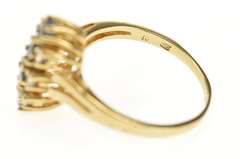 10K Yellow Gold Sapphire Diamond Halo Cluster Ornate Statement Ring