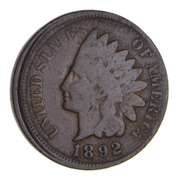 1892 Indian Head Cent - Circulated - Mint Error: Off Center