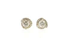 14K White Gold 0.67 Ctw Round Diamond Twist Halo Stud Earrings