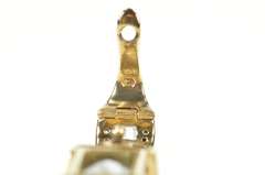 10K White Gold Faceted Blue Topaz Diamond Ornate Statement Pendant