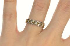 14K White Gold Two Tone Diamond Leaf Pattern Wedding Band Ring