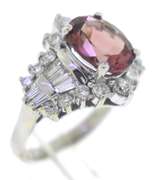 Glowing Pink Tourmaline and Diamond White Gold Ring