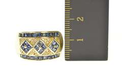 14K Yellow Gold 1.48 Ctw Princess Sapphire Diamond Band Ring