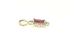 10K Yellow Gold Natural Marquise Ruby Diamond Halo Pendant