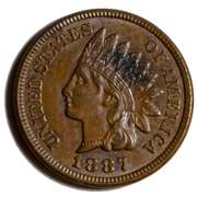 1887 Choice Brown Uncirculated Indian Head Cent