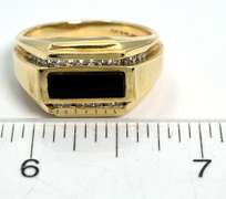 Heavy Onyx & Diamond Ring in Yellow Gold