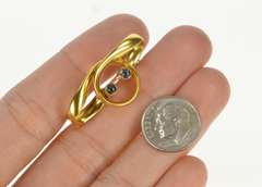18K Yellow Gold Sapphire Inset Loop Twist Rings of Saturn Pin/Brooch