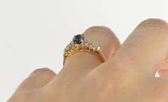 10K Yellow Gold Sapphire Diamond Tiered Cluster Engagement Ring