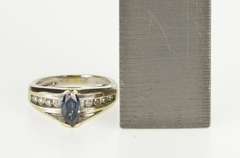 14K Yellow Gold 0.85 Ctw Marquise Sapphire Diamond Engagement Ring