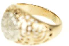 10K Yellow Gold Rounded Scroll Filigree Diamond Graduated Ring