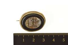 14K Yellow Gold Ornate Scene Italian Micro Mosaic Inlay Pin/Brooch