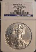 2009 Silver Eagle NGC Early Release MS 69