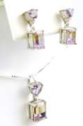 Sterling Ametrine & Amethyst Necklace & Earrings