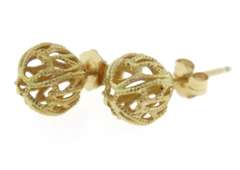 Stunning Yellow Gold Filagree 7.5mm Ball Earrings