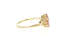 14K Yellow Gold Marquise Ruby Diamond Two Stone Bypass Ring