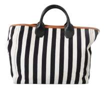 DOLCE & GABBANA  Black White Stripes Shopping Borse Women Tote Cotton Bag
